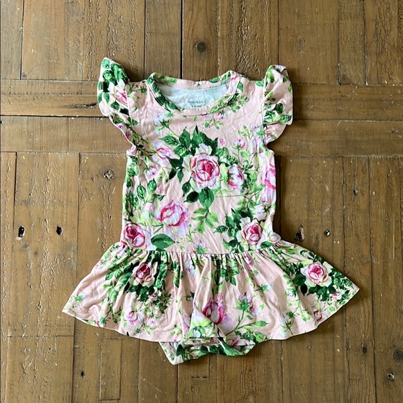 Posh Peanut bamboo pink floral skirted romper one piece - Picture 1 of 5